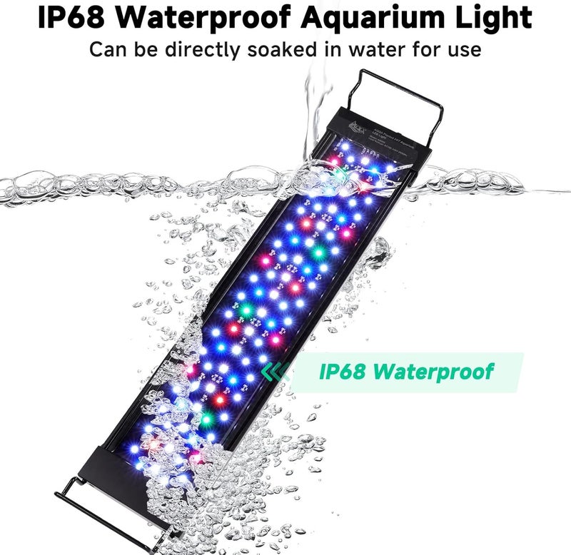 AQQA LED Aquarium Light, 24/7 Mode IP68 Waterproof Extendable Bracket Fish Tank Light, DIY Mode Full Spectrum Aquarium Plant Light, Adjustable Timer/Brightness Memory Function for 32-40 Inch Fish Tank - Image 3